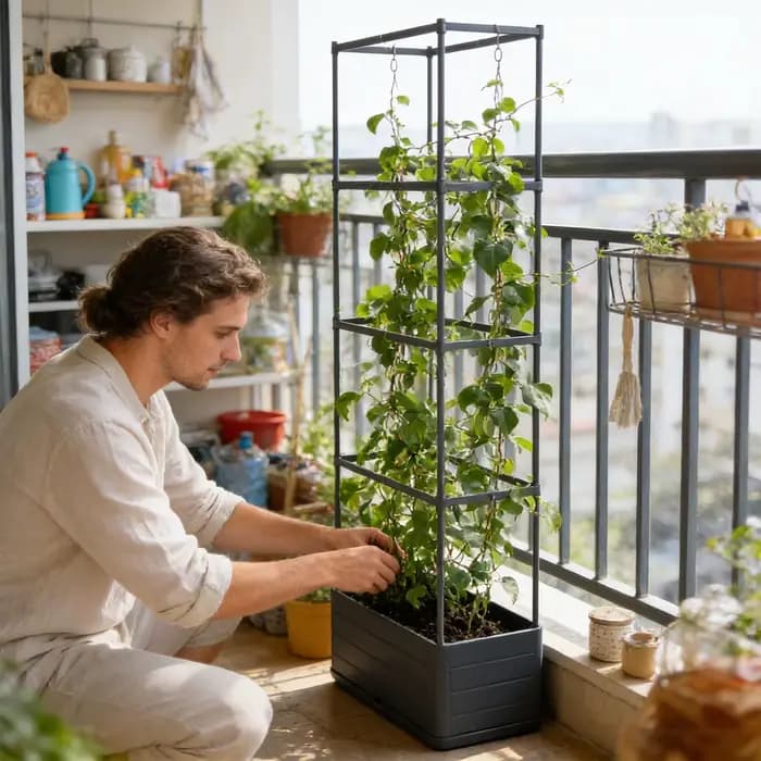 Jardinière verticale pour tomates avec treillis 2-en-1