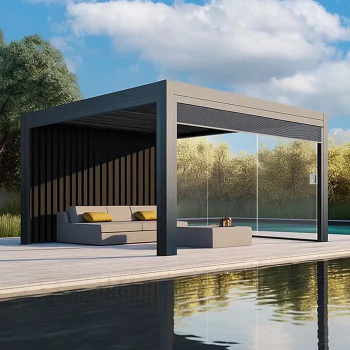 Pergola de jardin extérieure en aluminium étanche avec toit