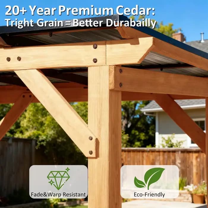 Gazebo en bois de cèdre de qualité supérieure 8x10 pieds