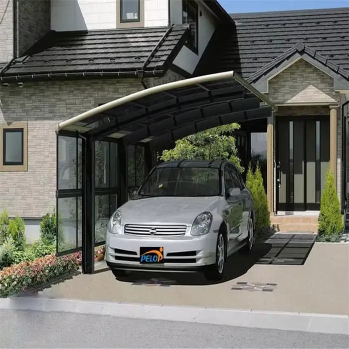 Carport en aluminium en porte-à-faux personnalisé 5x3m avec toit en polycarbonate - Abri de stationnement imperméable et résistant aux UV