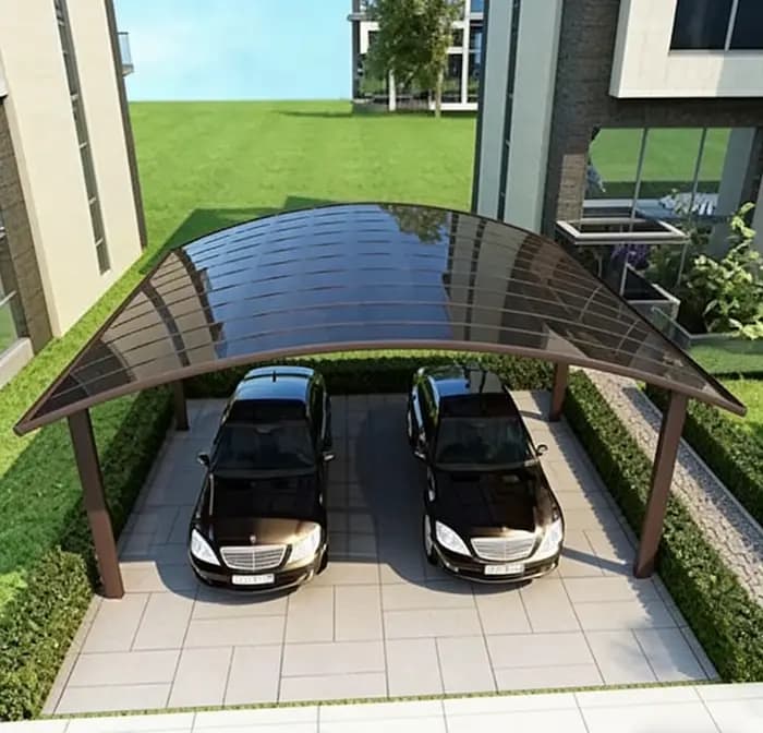 Abri de voiture robuste en alliage d'aluminium avec panneaux en polycarbonate