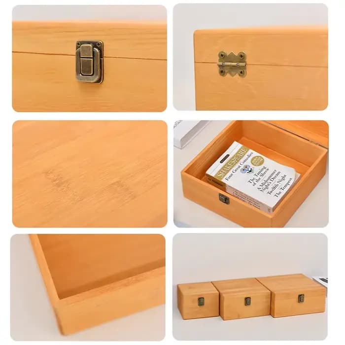 Boîte de rangement en bois de pin S/M/L