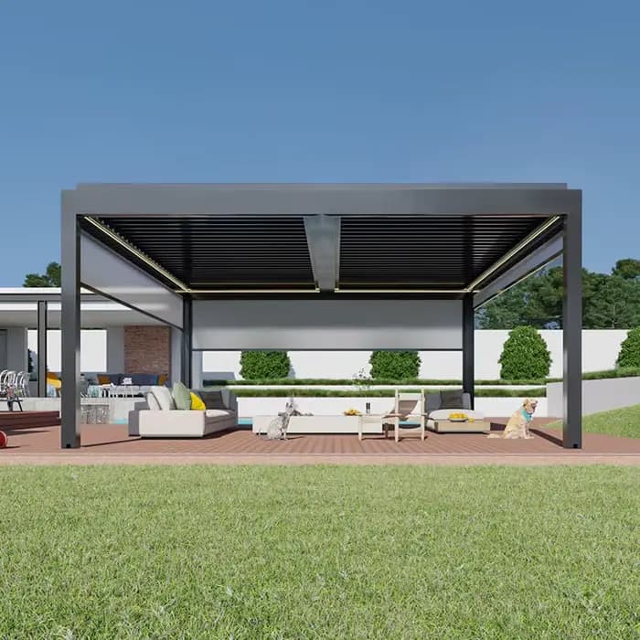 3X4 pavillon Gazebo Pergola volet roulant et lumière LED étanche extérieur