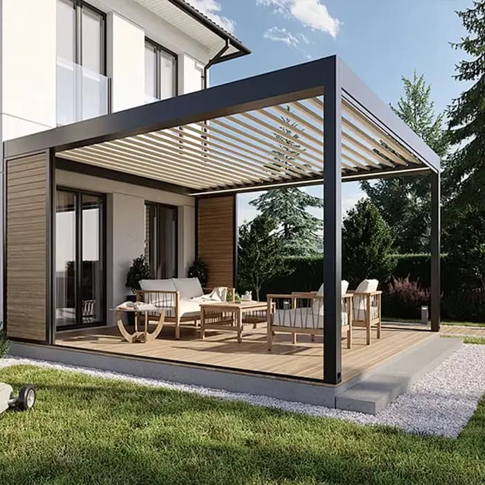 Pergola de jardin extérieure en aluminium étanche avec toit