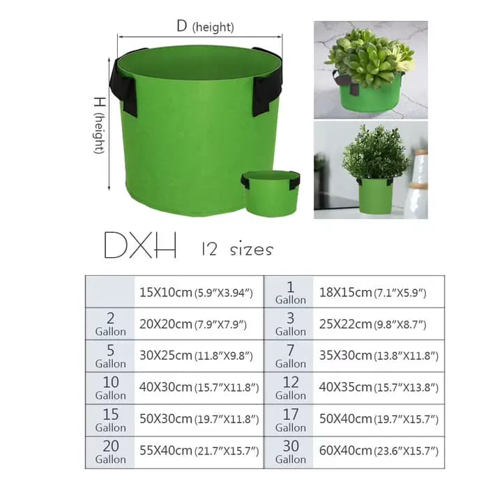 Sacs de Culture en Tissu Vert pour Jardin