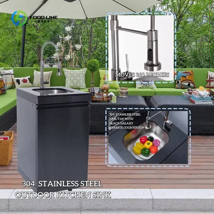 Ensemble d'armoires de cuisine extérieures personnalisées résistantes aux intempéries
