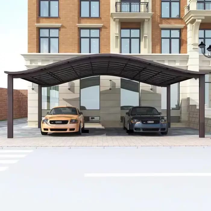 Abri de voiture robuste en alliage d'aluminium avec panneaux en polycarbonate