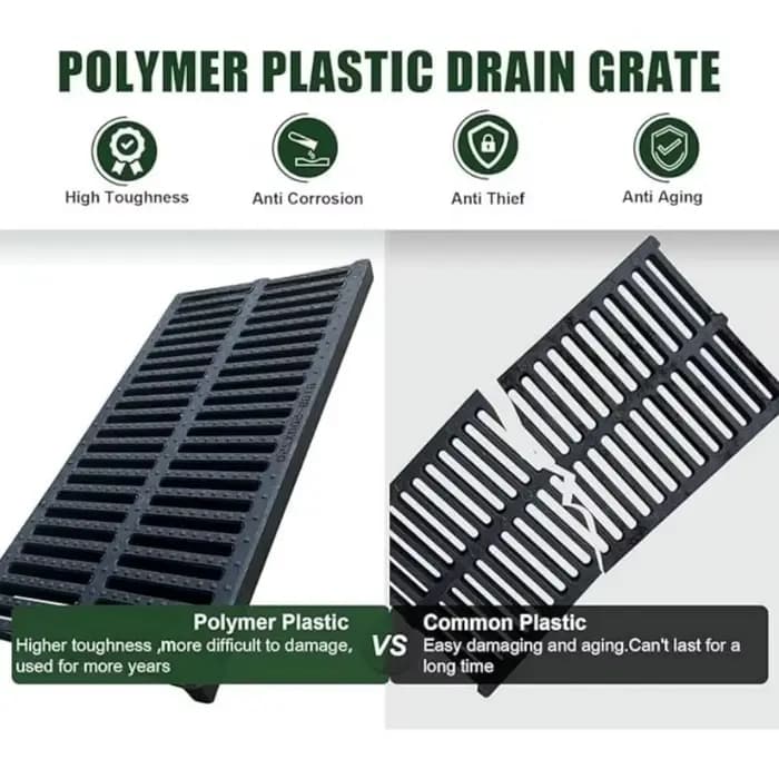 Nouvelle grille de drainage rectangulaire en résine plastique haute résistance pour garage