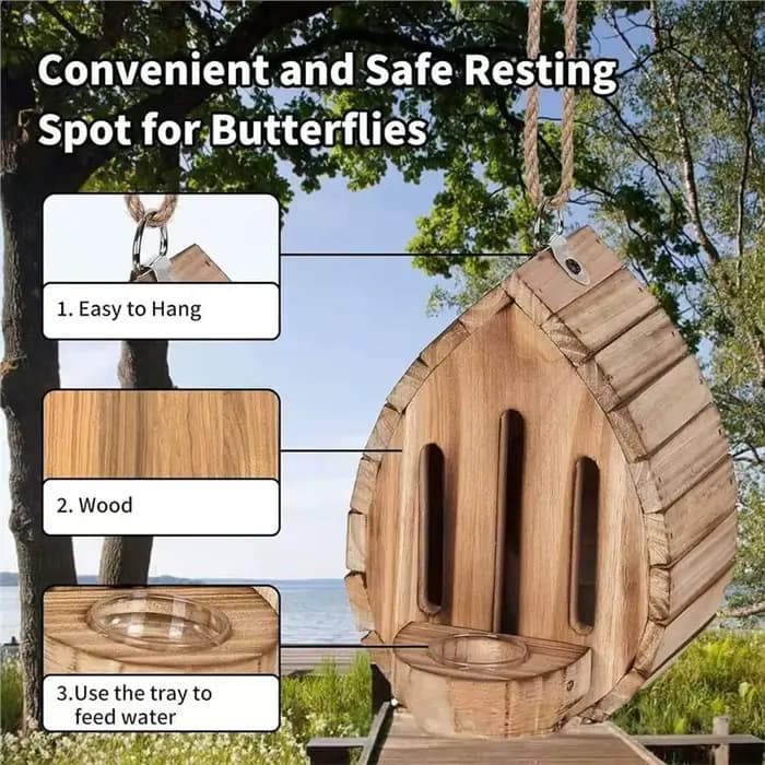 ABGH - Niche suspendue en bois pour papillons