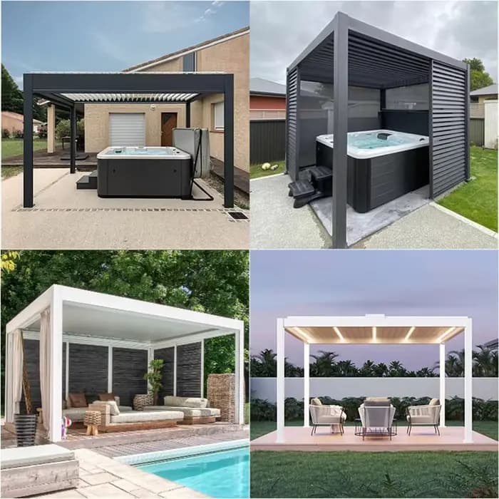 Pergola de jardin extérieure en aluminium étanche avec toit