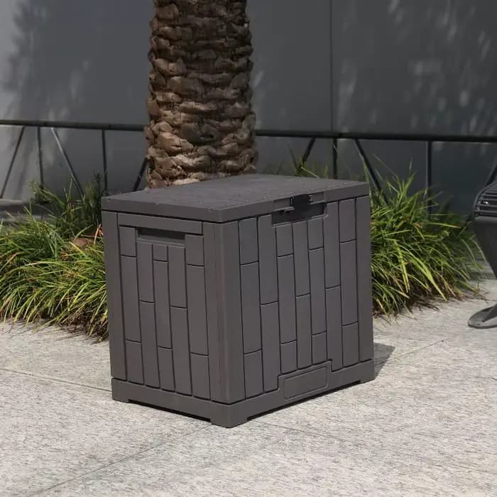 Boîte de rangement extérieure étanche pour jardin et patio avec trou pour cadenas