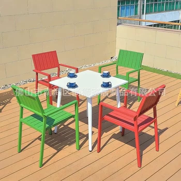 Tables et chaises de patio extérieur balcon café en plein air coloré tout en aluminium loisirs table et chaise