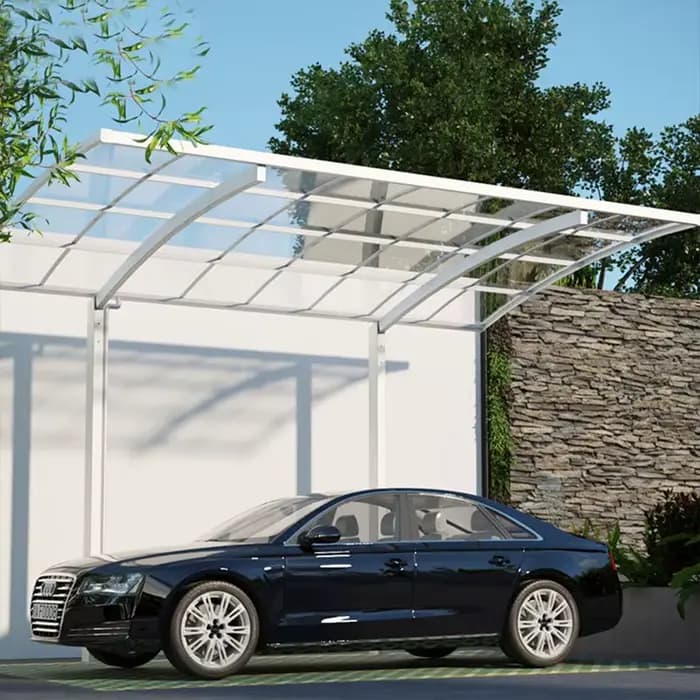 Abri de voiture en polycarbonate et aluminium de qualité supérieure avec toit transparent