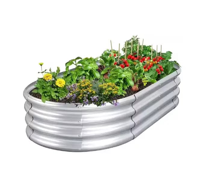 Stock Design classique grand 4x2x1ft Kit de lit de jardin surélevé galvanisé boîte de jardinière ovale en métal pour la plantation de plantes de légumes