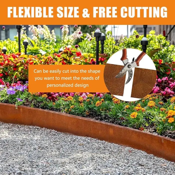 Bordure de jardin protectrice en acier découpable et résistante aux intempéries pour pelouse