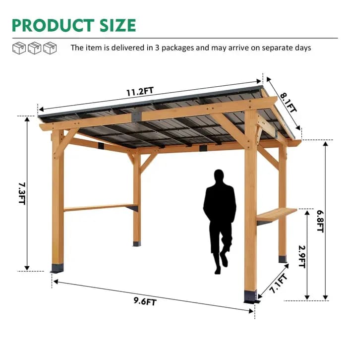 Gazebo en bois de cèdre de qualité supérieure 8x10 pieds