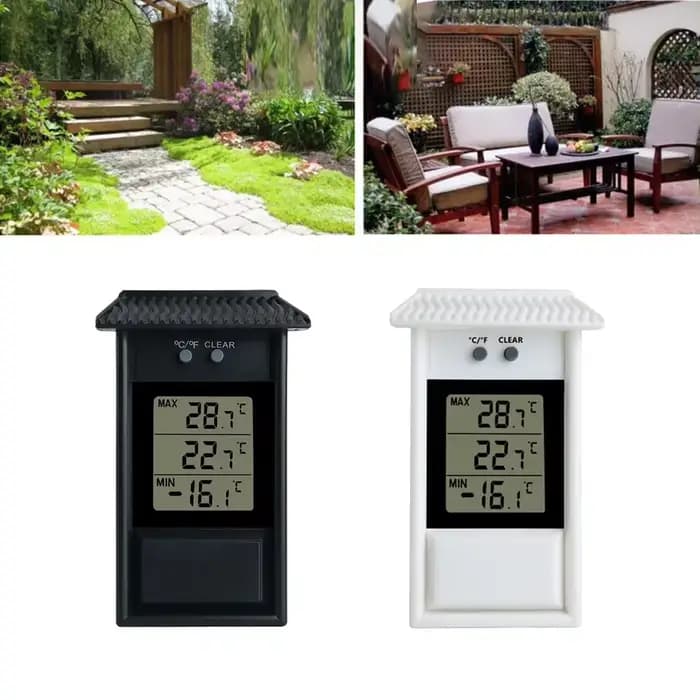 Thermomètre numérique affichage LCD Max Min serre jardin intérieur extérieur mur pièce étanche mural