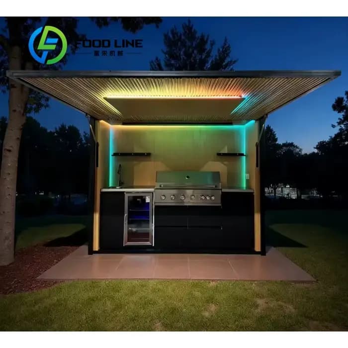 Abri modulaire personnalisé résistant aux intempéries avec cuisine extérieure