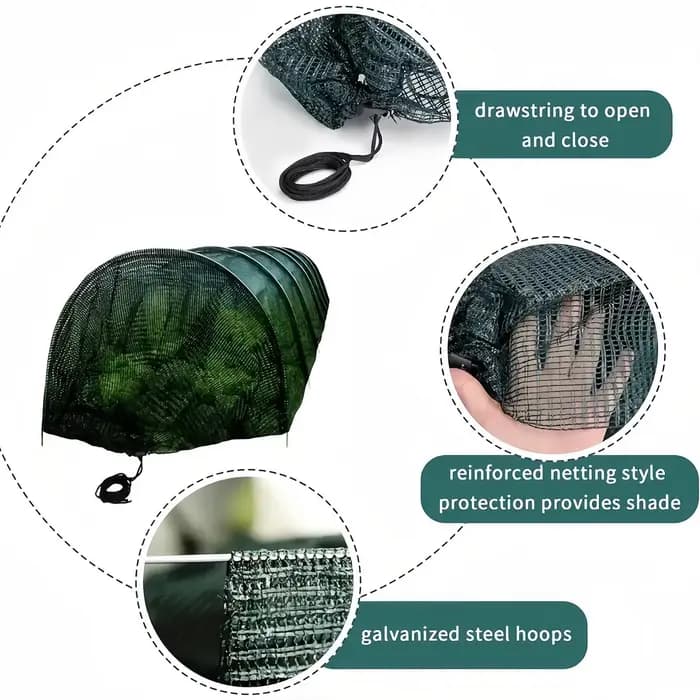 Tunnel en filet pliable - Protection UV, barrière contre les oiseaux et les insectes pour les fermes et serres, tunnel pour poulets, canards, oies
