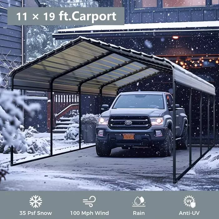 Kit de carport métallique renforcé 11x19 pieds