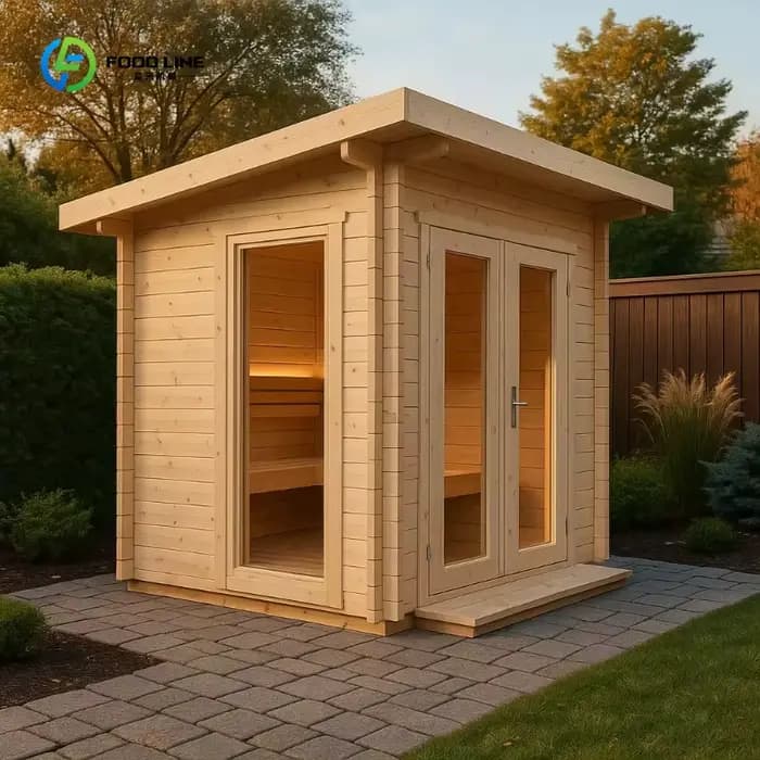 Cabine de sauna extérieure en bois au design moderne pour 6 personnes