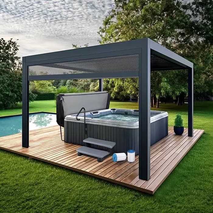 Pergola de jardin extérieure en aluminium étanche avec toit