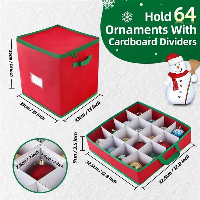 B84B-boîte de rangement de décoration de noël pliable pouvant contenir jusqu'à 64 boules d'ornement étui de vacances avec couver
