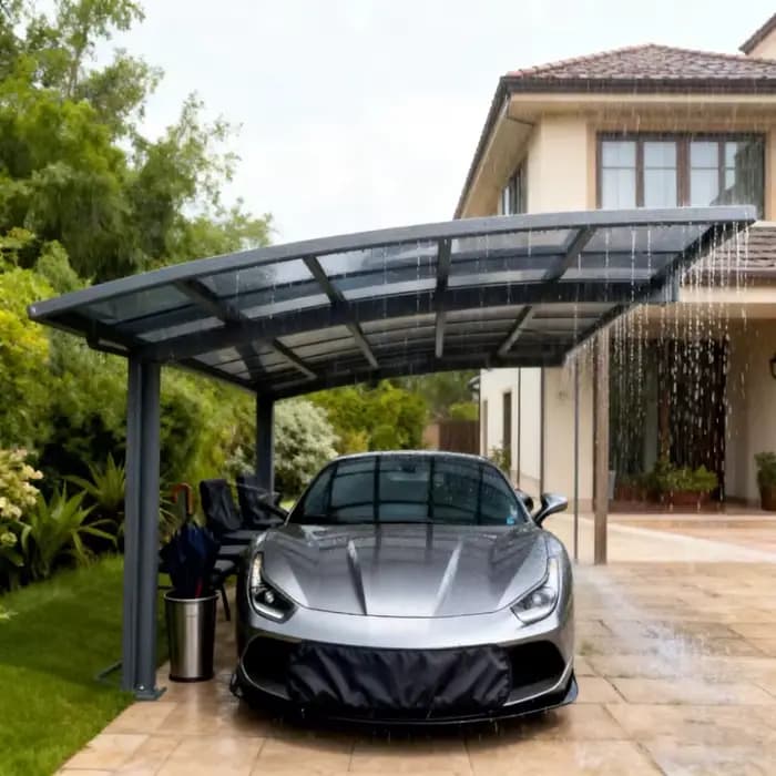 Abri de voiture de luxe en aluminium avec toit arqué