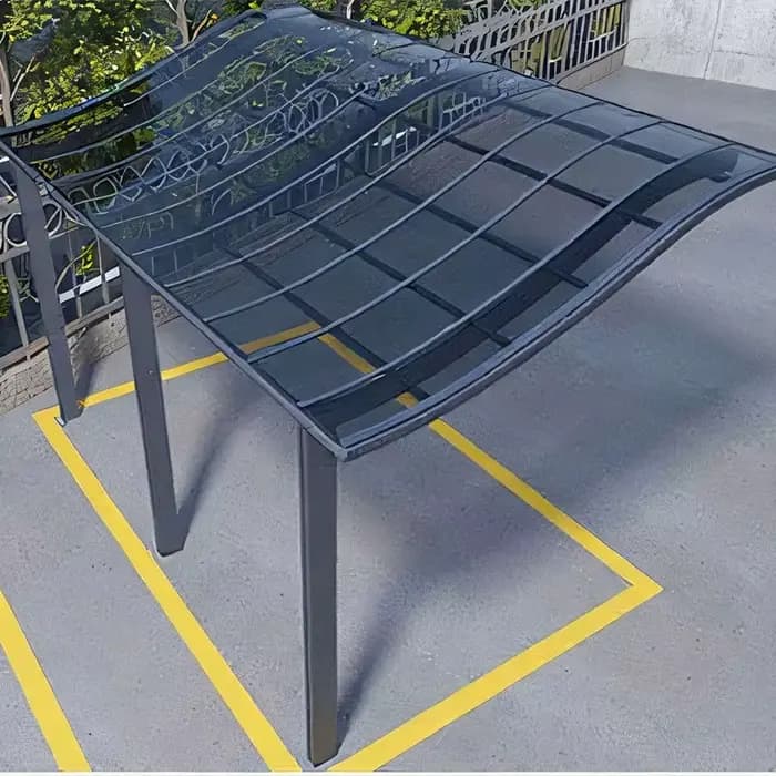 Abri de voiture en aluminium courbé avec toit en polycarbonate anti-UV