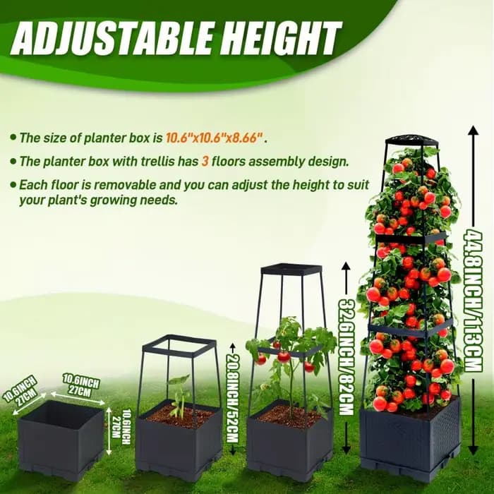 Boîte de plantation de tomates de 44.8 pouces avec cadre d'escalade