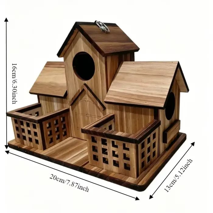 Nichoir en bois imperméable style rustique avec plusieurs trous