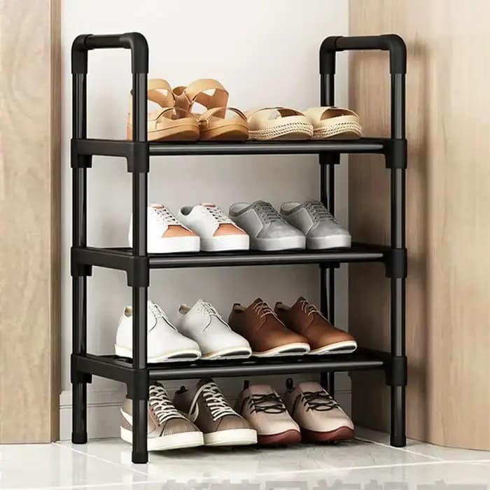 Meuble à chaussures noir surélevé