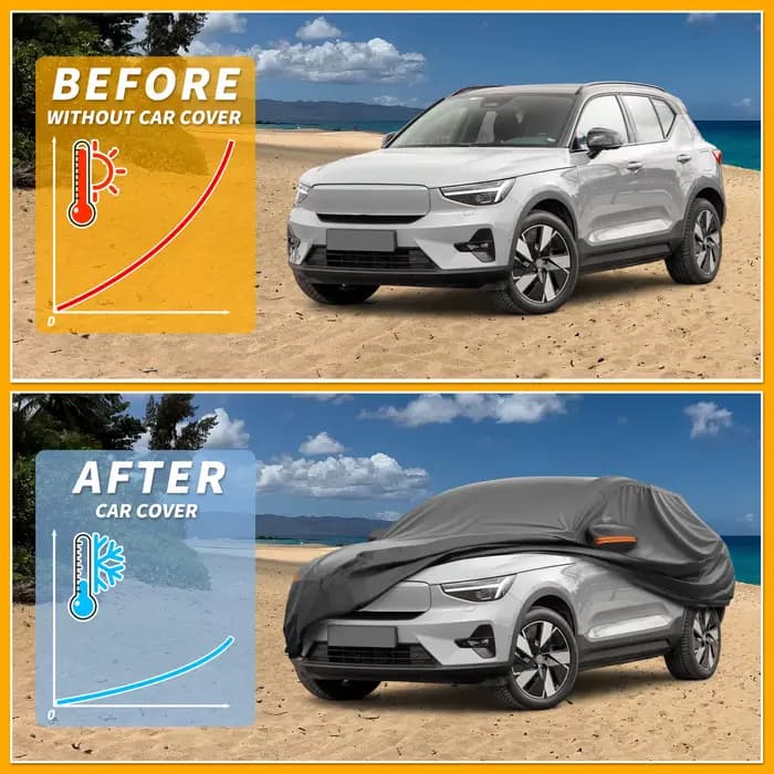 Motoforti Housse de voiture imperméable toutes saisons - Protection extérieure complète résistante aux UV pour Volvo XC40 2017-2022 210D-PU