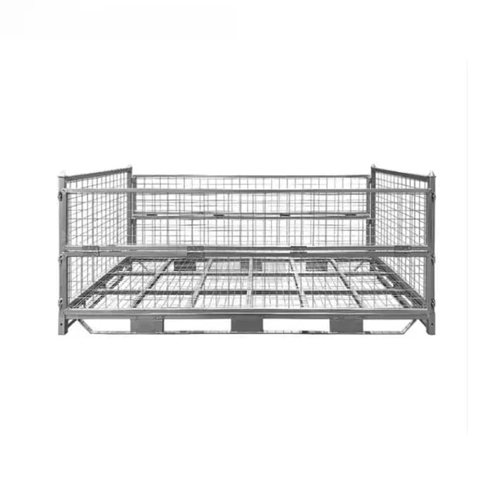 Cage de rangement double galvanisée empilable pliante de conception de réseau de transport