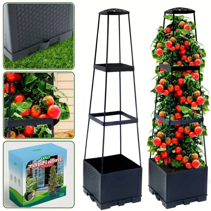 Boîte de plantation de tomates de 44.8 pouces avec cadre d'escalade