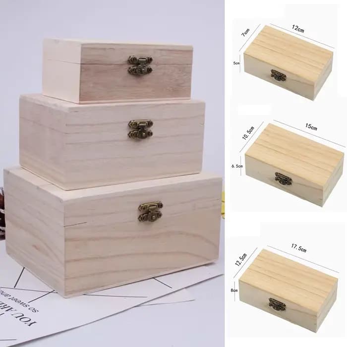 Boîte de rangement en bois S/M/L