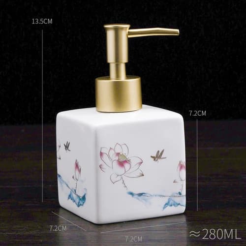 Bouteille de rangement en céramique pour shampooing et cosmétique, récipient bleu et blanc, table de