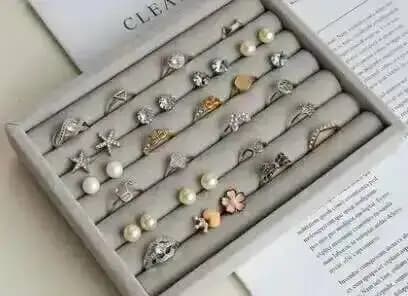 Boîte à bijoux en velours doux, MELStorage EvaluGray, Boucles d'oreilles, Collier, Pendentif, Bracel
