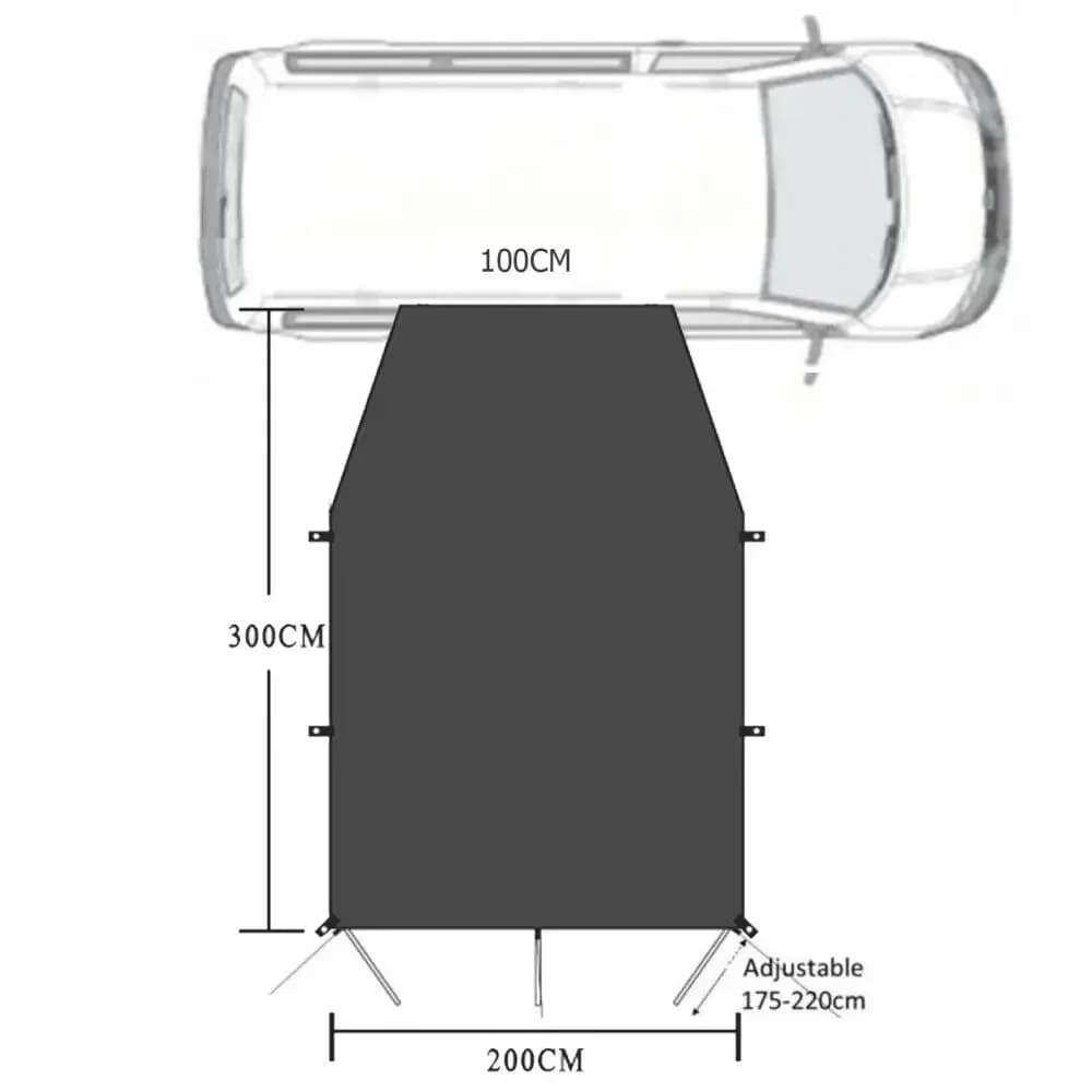 Tente de toit de voiture latérale de camping, pare-soleil anti-UV, auvent imperméable, pare-soleil d