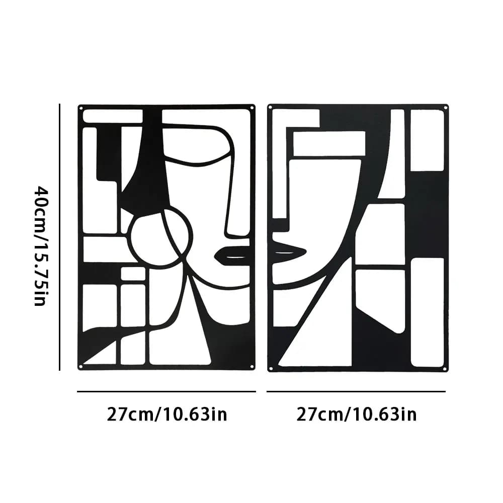 Art mural abstrait en métal - Facile à installer, géométrique, lignes, formes, artistique, chambre à