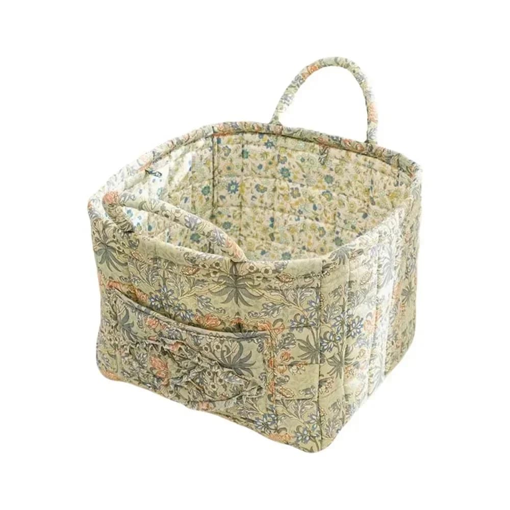Panier de rangement en tissu à motif floral, grande capacité, poignées faciles à transporter, panier