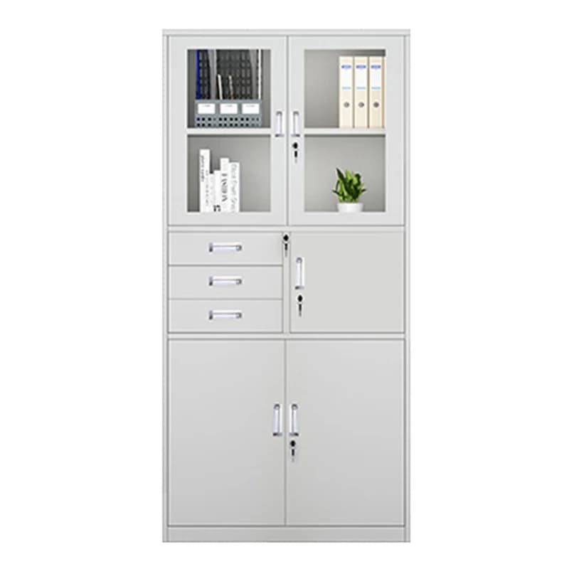 Armoire de rangement en acier, classeur à trois portes, avec serrure à clé