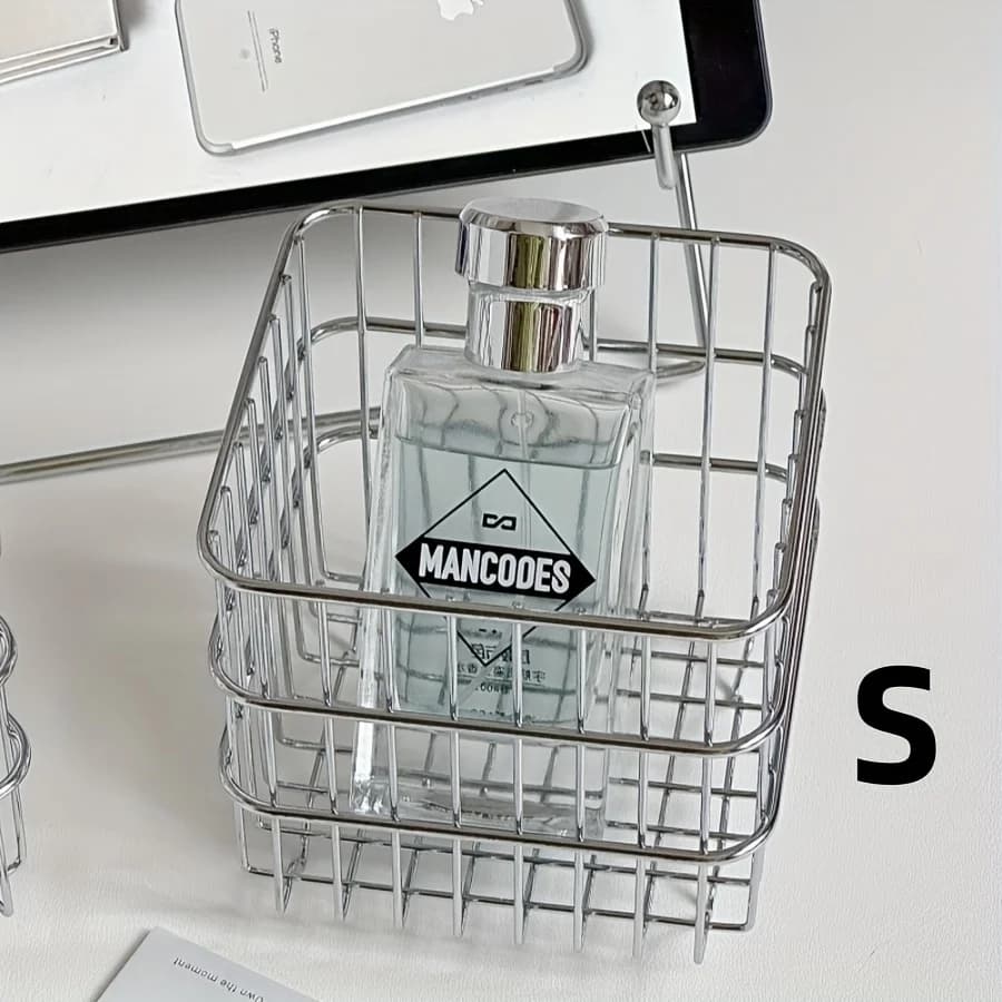 Panier de rangement en acier inoxydable, organisateur polyvalent pour salle de bain, cuisine, bureau