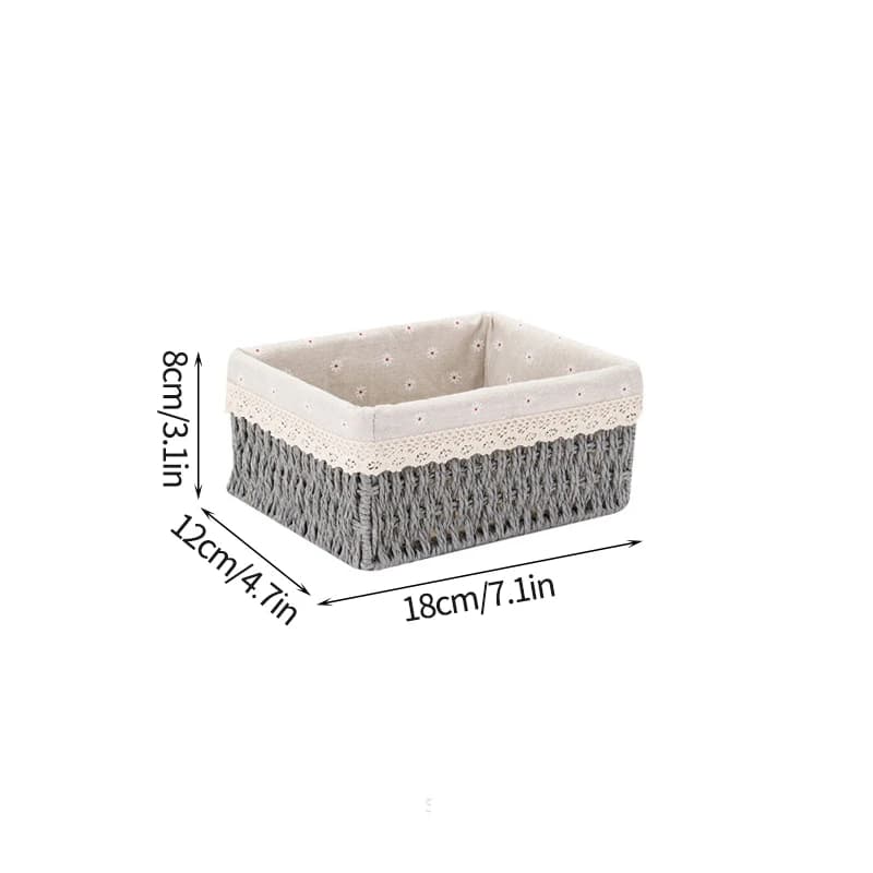 Panier de rangement en tissu avec couvercle, panier de rangement tissé de bureau, organisateur d'art