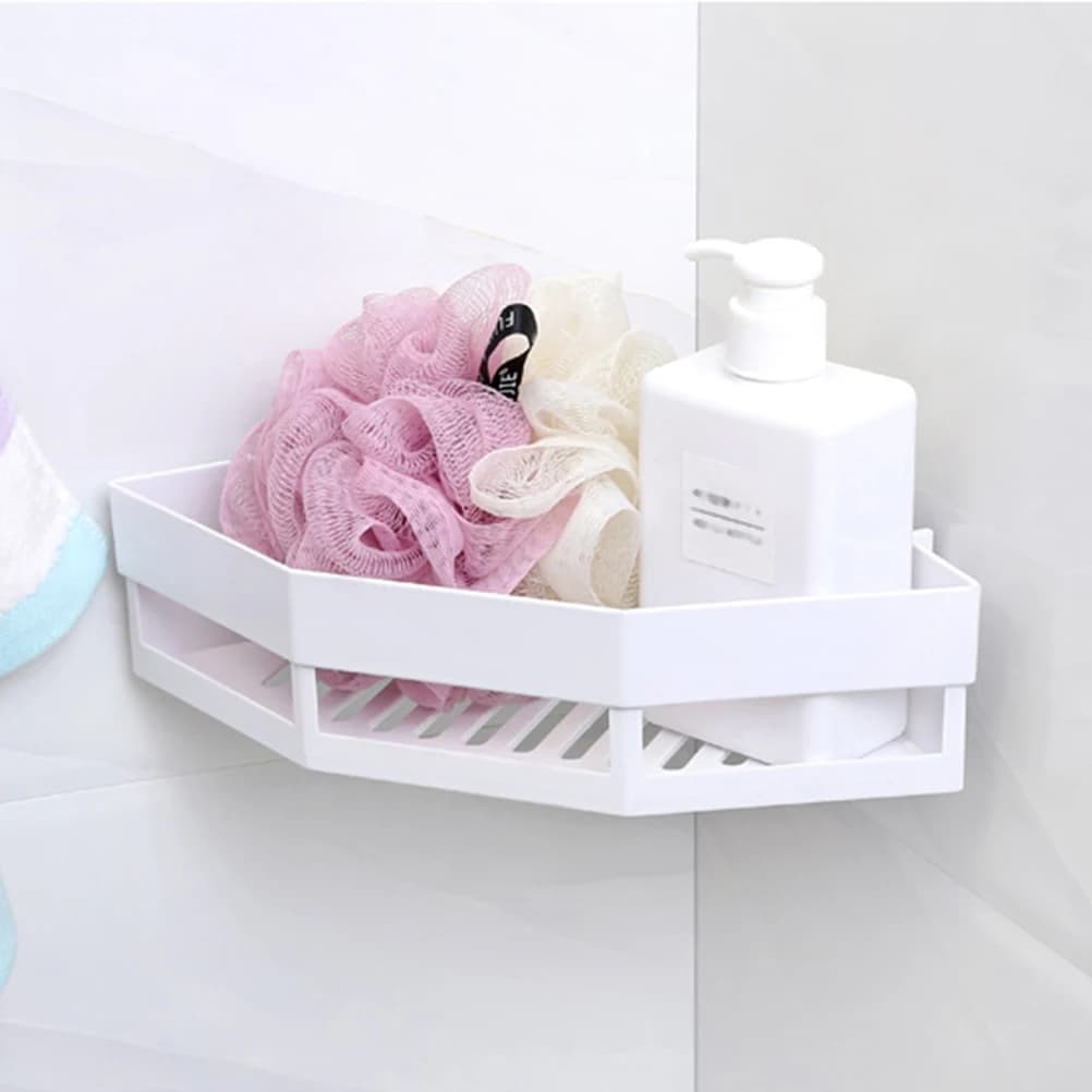 Support de rangement mural pour salle de bain, étagère d'angle, panier triangulaire en plastique bla