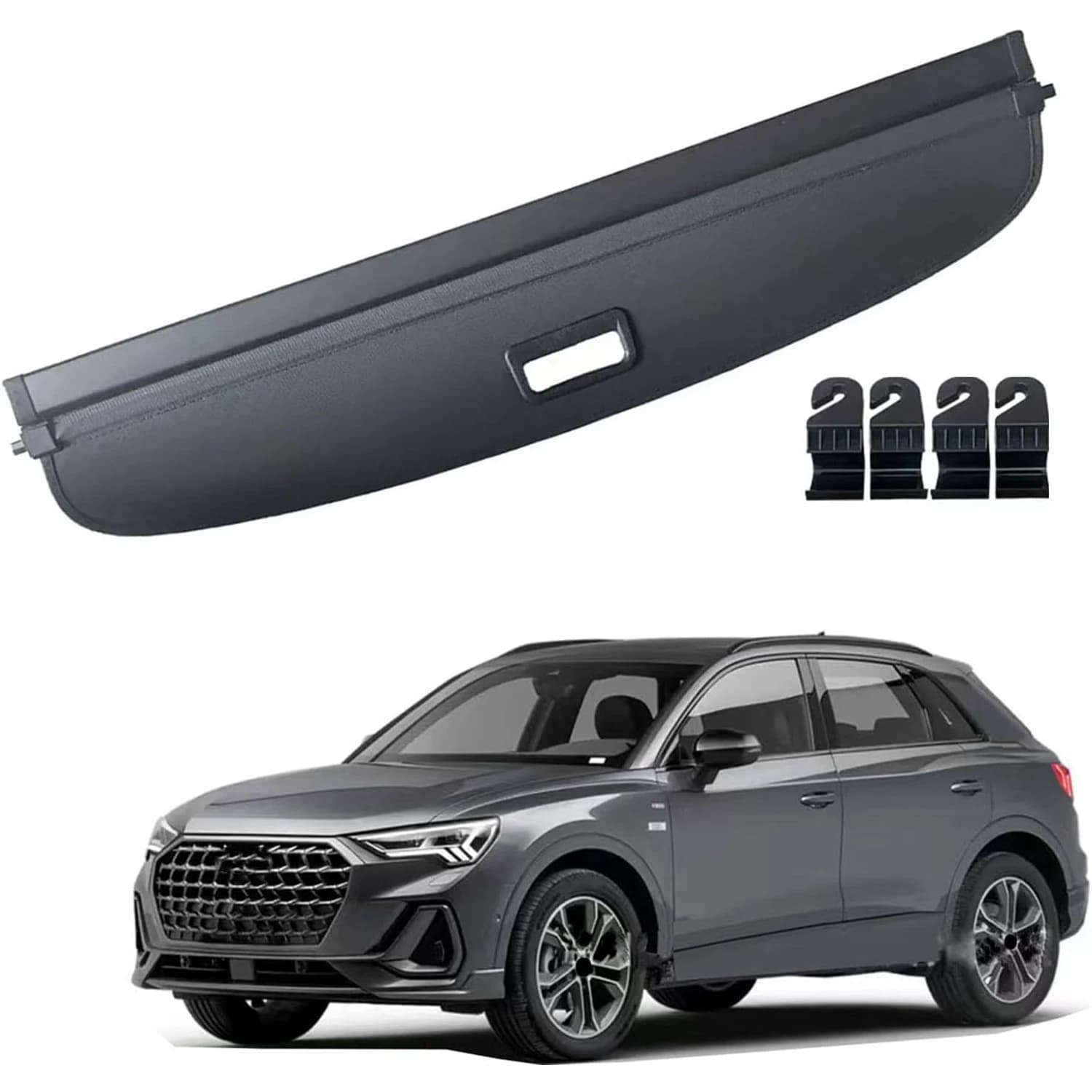 Housse de sécurité rétractable noire pour coffre arrière, 1 ensemble, pour Audi Q3 2019 2020 2021 20