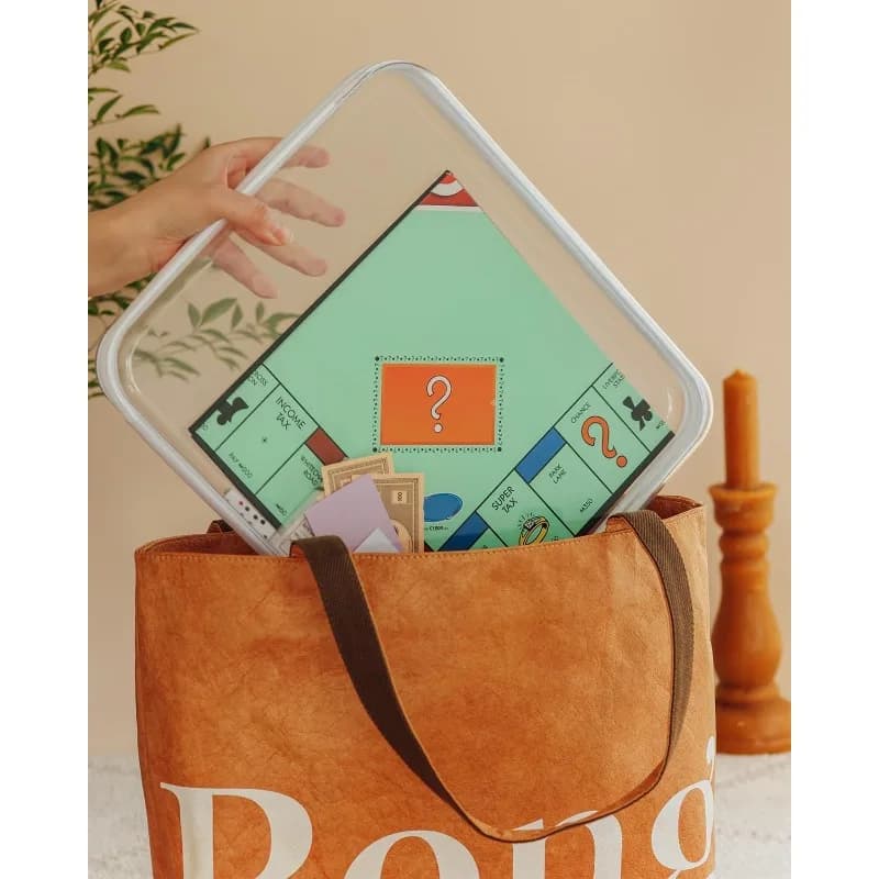 1 boîte de rangement rigide transparente avec fermeture à glissière - Organisateur de jeux de sociét