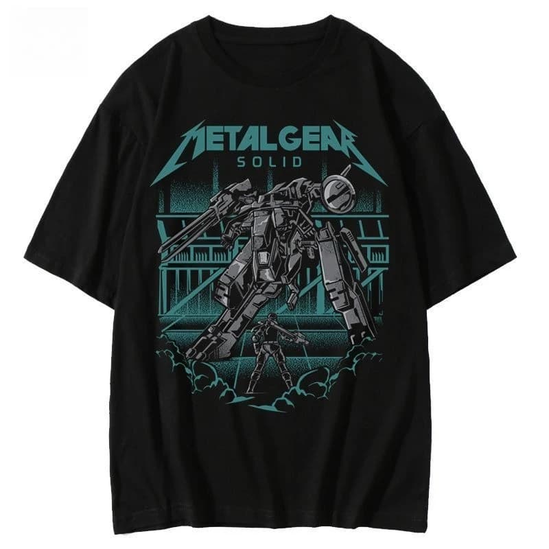 T-shirt unisexe Metal Gear Solid Mech Snake Print 2026, été, surdimensionné, en coton, streetwear ga