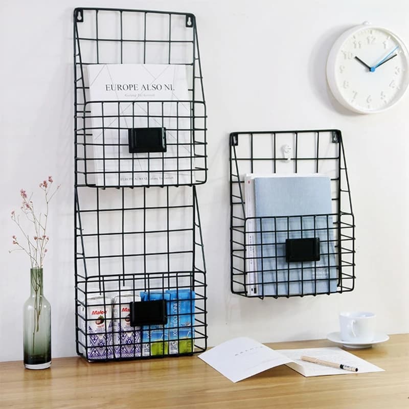 Étagère de rangement murale, panier à fil, support de fichiers de Magazine, support suspendu de Foyer de documents