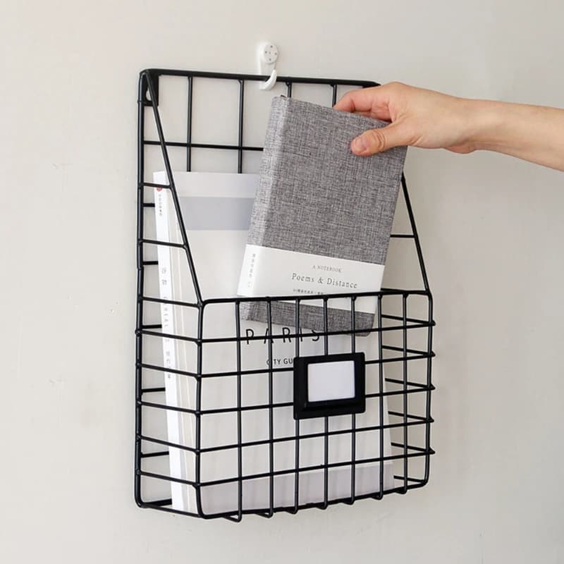 Étagère de rangement murale, panier à fil, support de fichiers de Magazine, support suspendu de Foyer de documents